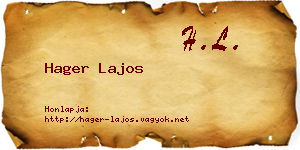 Hager Lajos névjegykártya